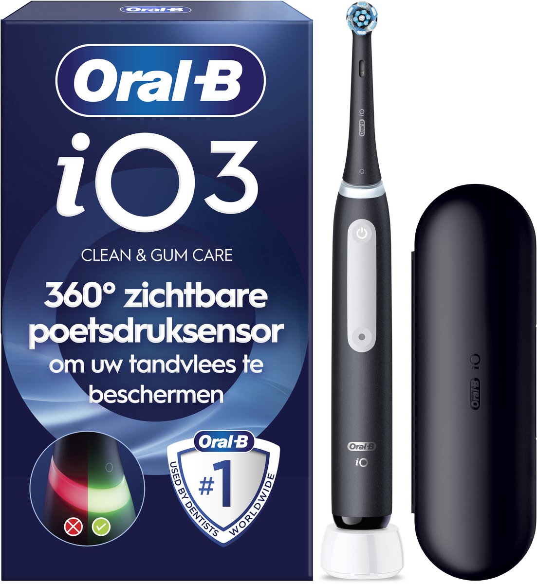 Oral B iO3 + 1 reisetui en 1 opzetborstel Mat zwart