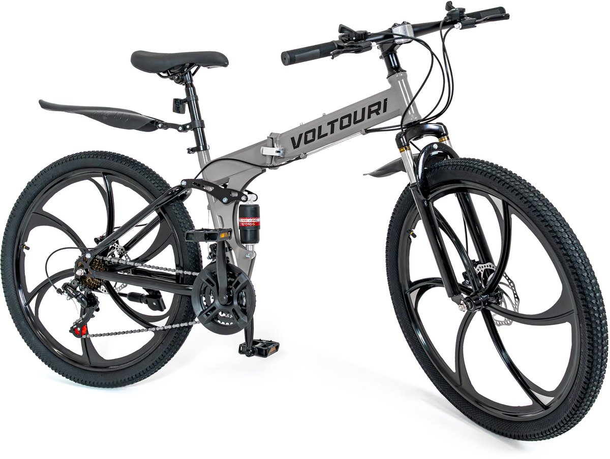 Voltouri Opvouwbare Mountainbike 26" - 21 Versnellingen Shimano, Dubbele Vering, Schijfremmen