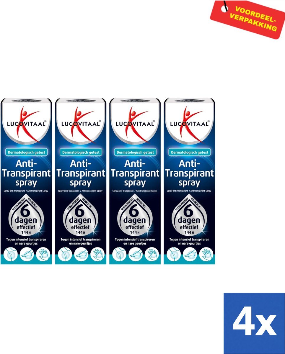Lucovitaal Anti-Transpirant Spray - 4 x 40 ml - Voordeelverpakking