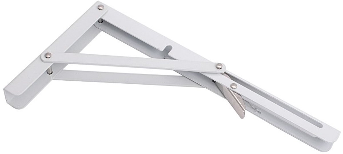 Inklapbare Plankdrager Set - 20 cm Plankbreedte - Set van 2 Stuks - Plankdragers L Vorm - Plankdragers - Wit