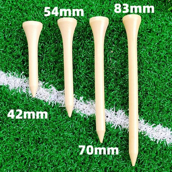 Professionele houten golftees (verpakking van 100) - Verkrijgbaar in diverse kleuren en maten - Hoge golftees - Vermindert zijspin en wrijving - Houten tee-houders - Tee-pegs van Merkloos — afbeelding 5