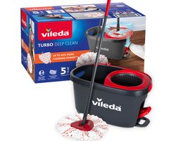 Vileda Turbo 3in1 - complete roterende mopset met emmer met pedaalpers - Nieuwe generatie microvezelpad 3in1