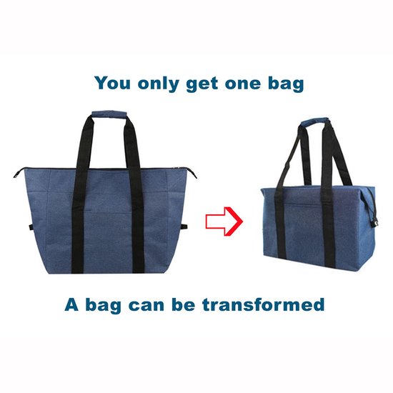 Geïsoleerde voedseltas - Geïsoleerde boodschappentas - Koeltas - Picknicktas - Draagtas - Opbergtas - Met ritssluiting - Herbruikbaar - 39*19*34 cm - Geschikt voor boodschappen, reizen, strandpicknicks, enz. - Blauw — afbeelding 3