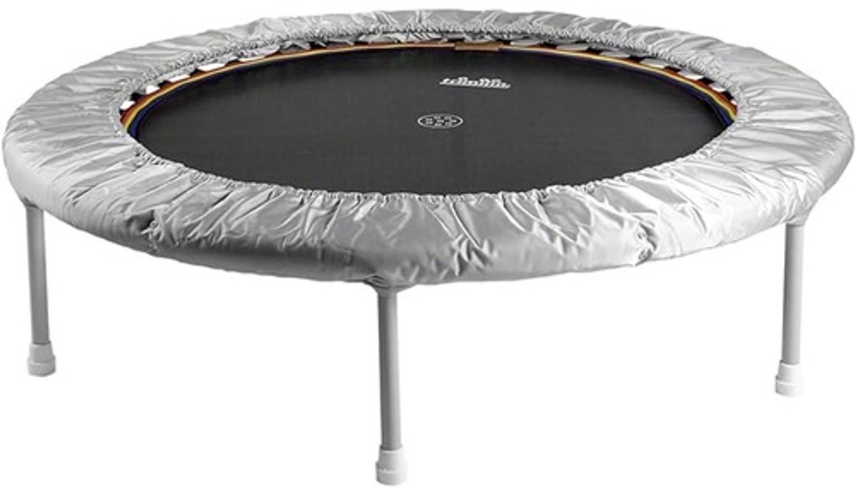 Titel (SEO geoptimaliseerd voor bol.com): Fitness trampoline 120 cm – Mini rebounder trampoline met stalen frame en rubber springmat – rond 120x120x29 cm – max. 90 kg