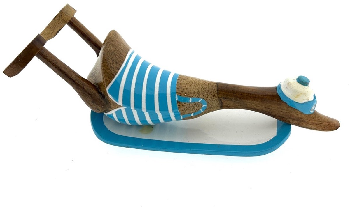 Houten eend Kiayo surfboard neon blauw