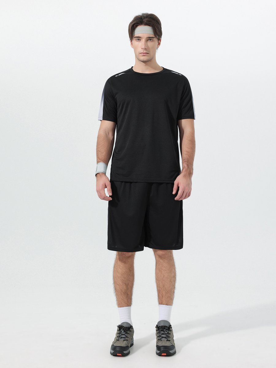 YOUTHUP Heren Contrastkleur Sportset - Rond Hals T-shirt met Korte Broek - S