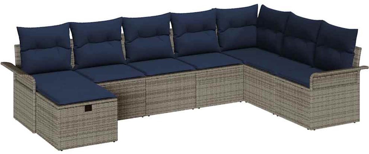 vidaXL Tuinbank - Set - 8 - st - Poly - rattan Grijs