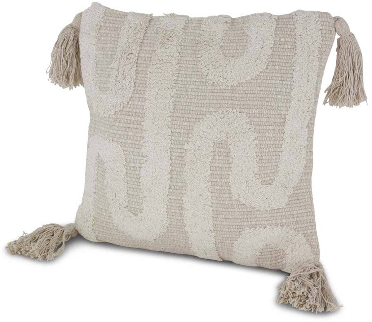 Safaary - Marokkaanse Kussen met Kwastjes Wit 45 x 45cm