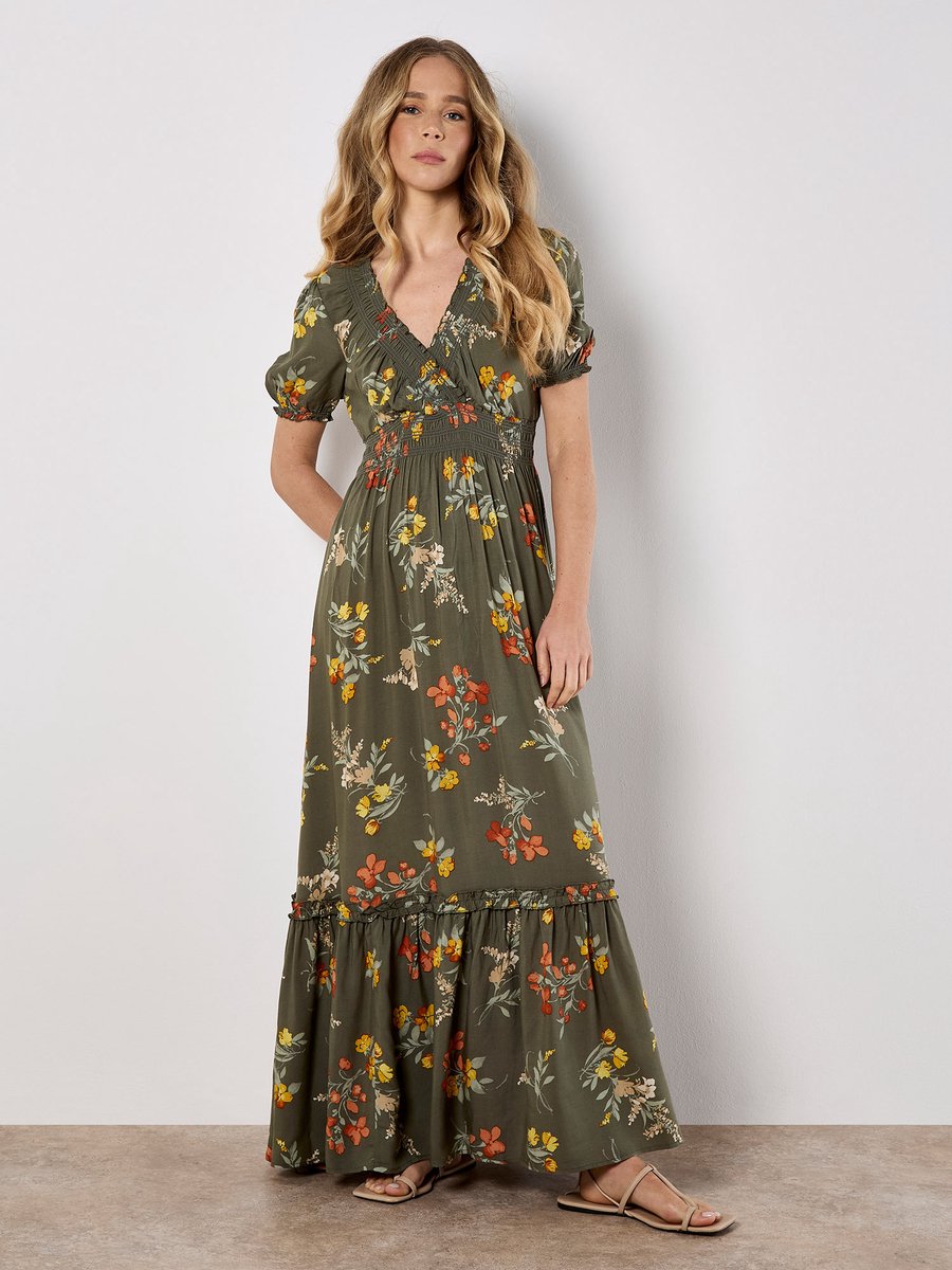 Maxi-jurk met bloemenprint in aquarelstijl