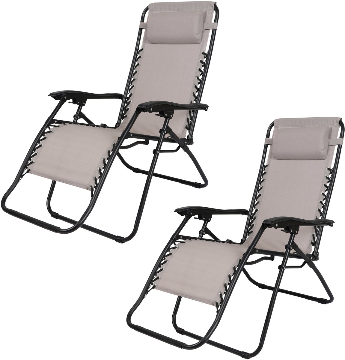 "LE PLAYA" SET VAN 2 RELAXFAUTEUILS TAUPE L176X64 X H108/46CM