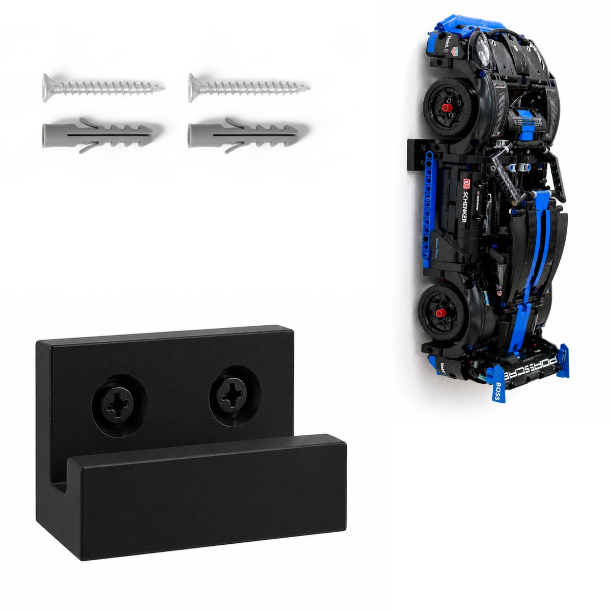 YUOM. Wandhouder geschikt voor LEGO Technic Porsche 42176 GT4 e-Performance racewagen Auto – Wall Mount – incl. schroeven & pluggen