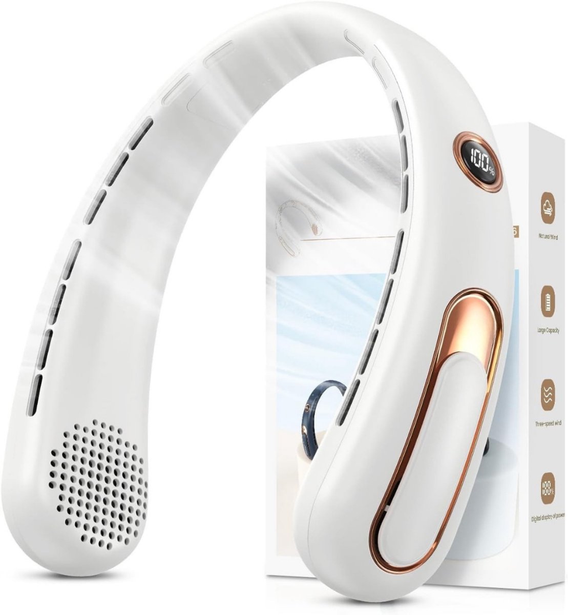 YOR® Nek Ventilator - Hals Ventilator - Mini Ventilator - 3 Standen - Wit - 16cm x 6cm x 22cm