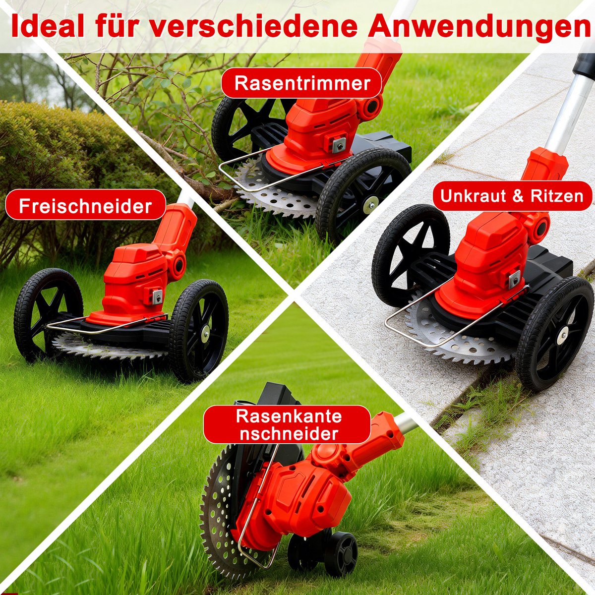 Accu grasmaaier - grasmaaier met 2*21V 4.0Ah accu - verstelbare telescopische handgreep - 3 soorten messen - Accu grastrimmer met accu - Accu grasmaaier voor tuinieren – foto 6