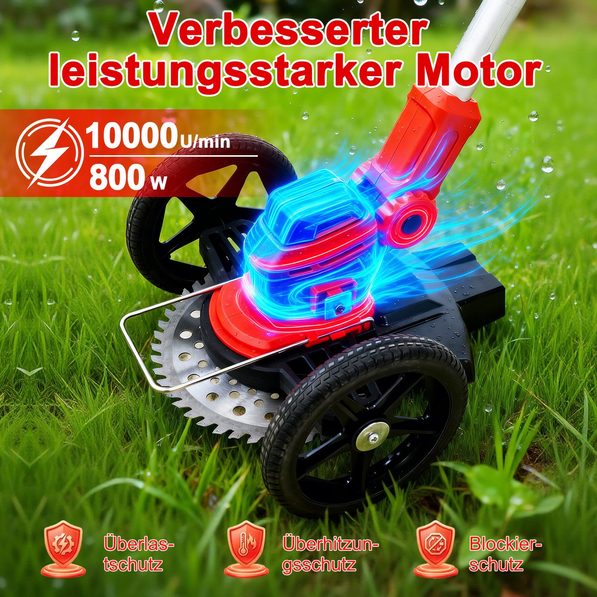 Accu grasmaaier - grasmaaier met 2*21V 4.0Ah accu - verstelbare telescopische handgreep - 3 soorten messen - Accu grastrimmer met accu - Accu grasmaaier voor tuinieren – foto 4