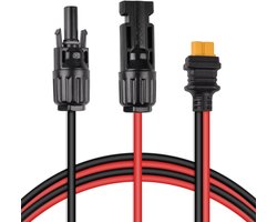 Solar Oplaadkabel Solar Connector naar XT60 Adapter, 12AWG Solar Panel Cable Kit Solar Connector Waterdichte Solar Cable Extension voor Portable Power Station en Solar Generator (50CM)