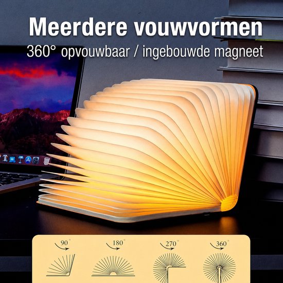 Boekenlamp Nachtlampje - Kinderkamer Verlichting - Oplaadbaar Nachtlampje Baby - Baby Nachtlampje - Sfeerlampje - van rood walnoothout Nachtlamp - Dromerig Lampje - Slaapvriendje van Merkloos — afbeelding 3