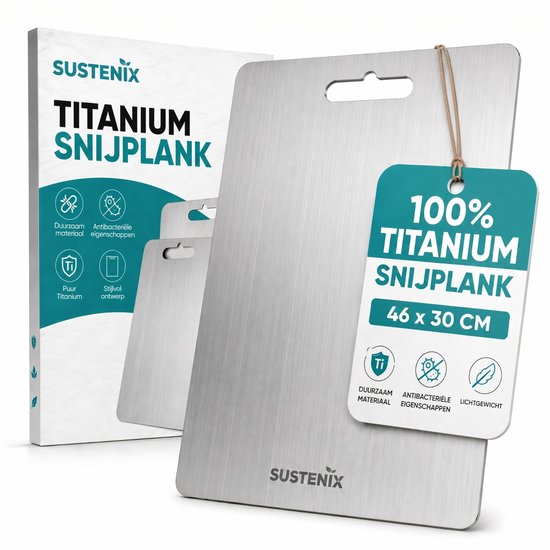 Sustenix Titanium Snijplank – 46 x 30 cm – Antibacterieel – Vaatwasserbestendig – Keuken Snijplank