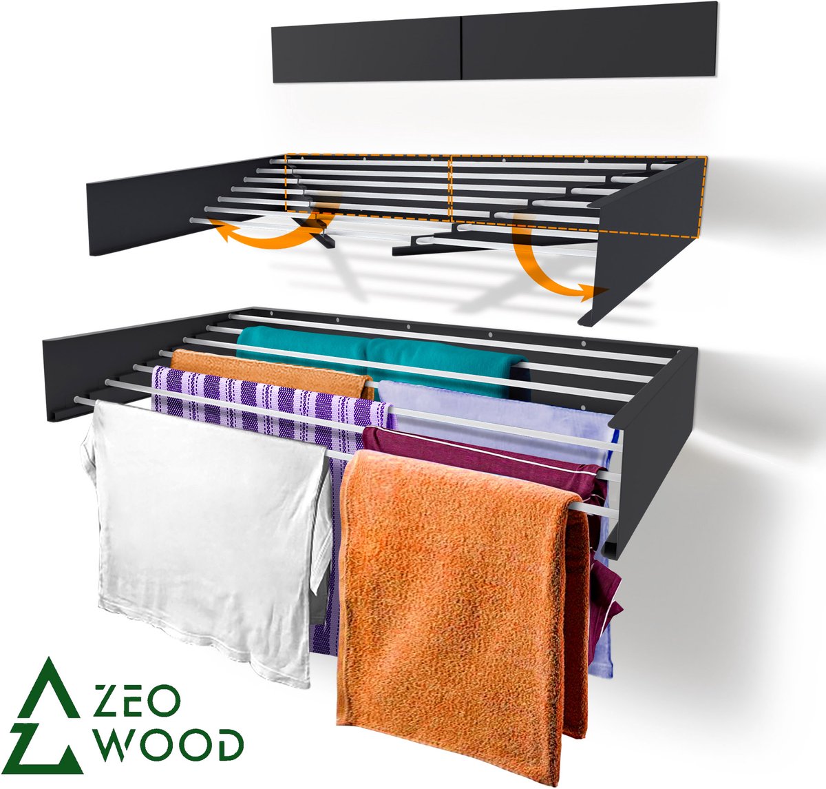 Wanddroogrek Inklapbaar 120 cm - 8.4 m Drooglengte Grijs
