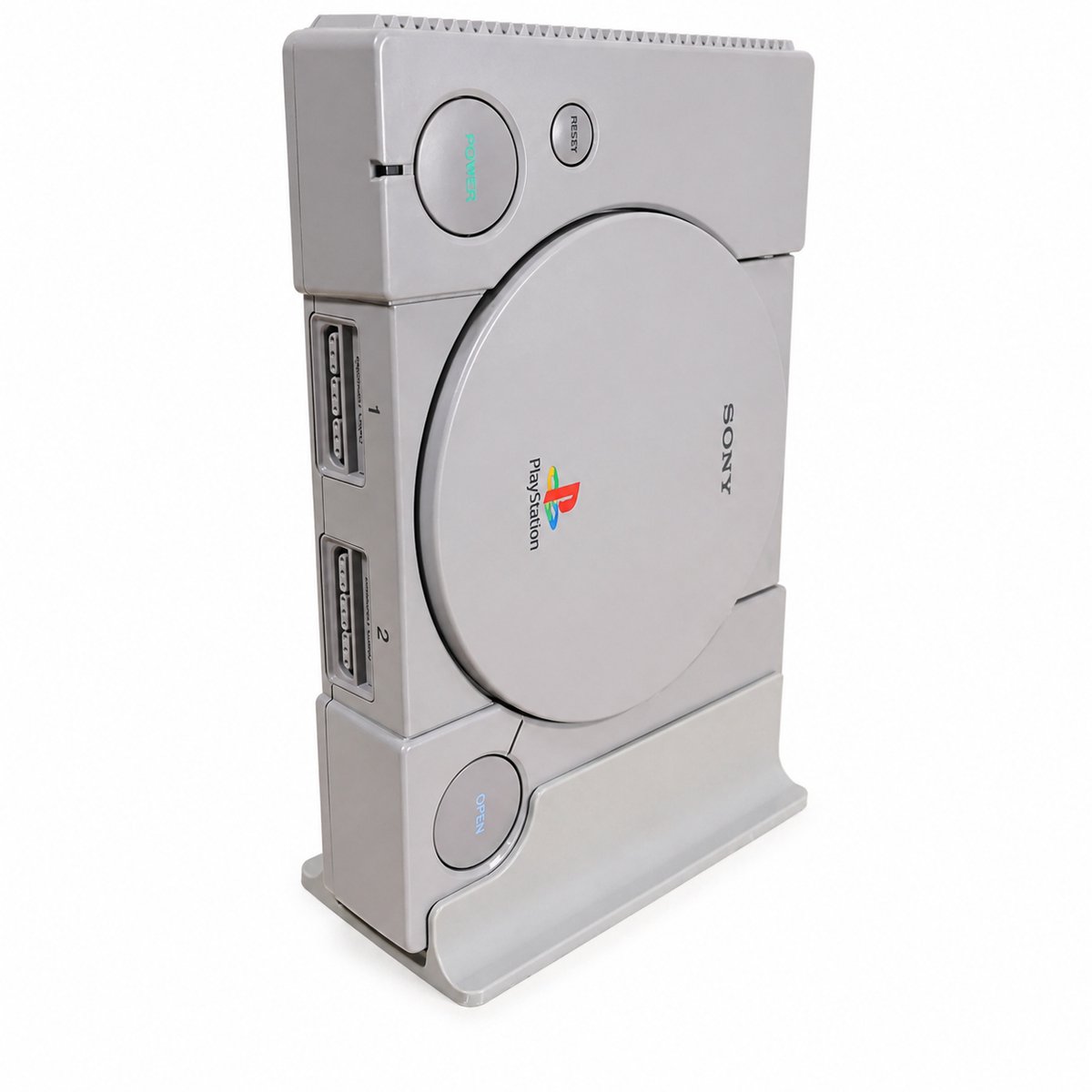 PlayStation 1 Verticale Standaard - PS1 Console Stand - Ruimtebesparende Gaming Accessoire - Retro Gaming Setup Upgrade - Stevige Console Houder Met Volledige Poorttoegang - Voor Sony PS1 Classic - Grijs