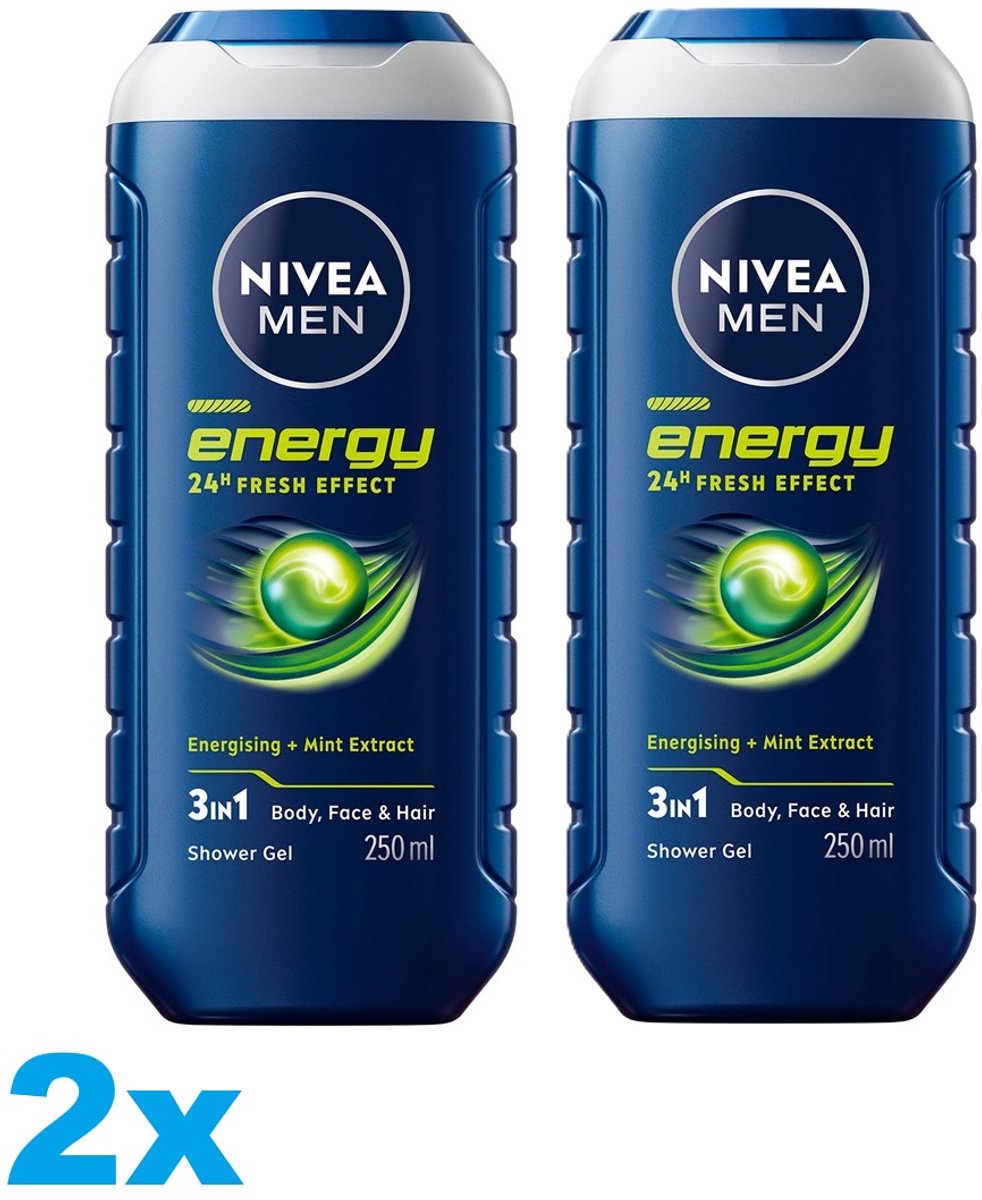 NIVEA MEN - Douchegel - Energy - 500 ml - Voordeelverpakking - 2 stuks