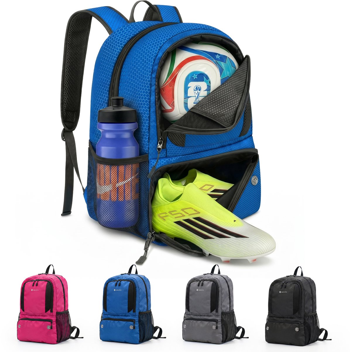Calivo&Co® Voetbaltas met Schoenenvak – Voetbal Tas Heren, Dames en Kinderen – Voetbaltas met Bodemvak - Voetbaltas Kinderen met Schoenenvak – Voetbaltas voor Jongens en Meisjes - Blauw