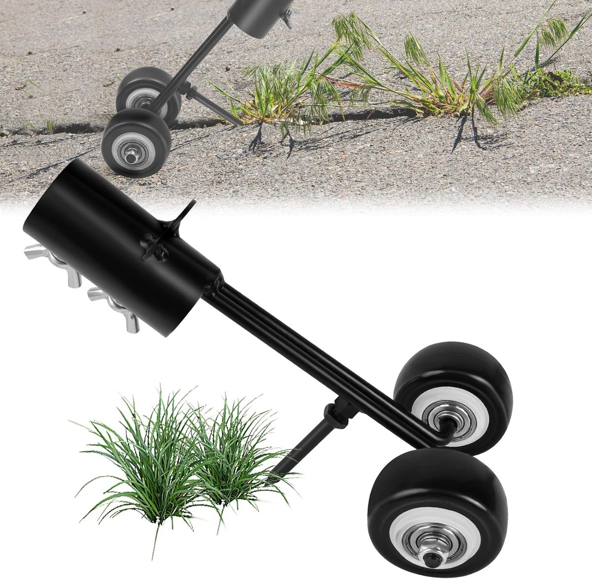 VHV - Onkruidtrekker - Universele Onkruidtrekker - Handmatige onkruidtrekker met wielen - Onkruidverwijderaar - Staande onkruidtrekker - Onkruidtrekker voor tuin - Terras en gazon - Rechte haak
