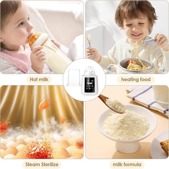 Multifunctionele Flesverwarmer, 6-in-1 Snelle Elektrische Flesverwarmer, Flessterilisator met Touchscreen, Dampsterilisator met Slimme Temperatuurregeling, Automatisch Uitschakelen (Opmerking: De doos bevat geen flessen.) — afbeelding 5