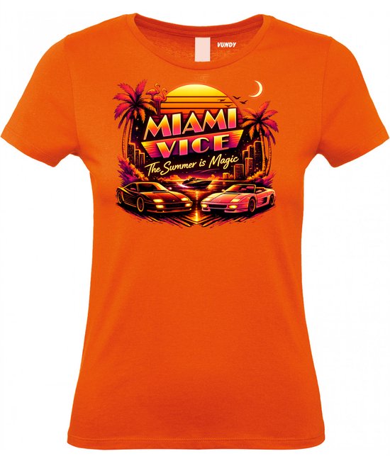 T-shirt femme Miami Vice Cars | Toppers in Concert 2026 | The Summer Is Magic | Foute Party Shirt | orange (Femmes) | taille XXL