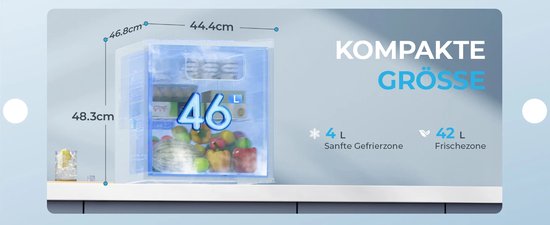 MakkelijkMooi Zwarte Bar Koelkast - Mini Koelkast - met Vriesgedeelte - Energiezuinig - inhoud 46 ltr - Met Omkeerbare Deur van E EUHOMY — afbeelding 2