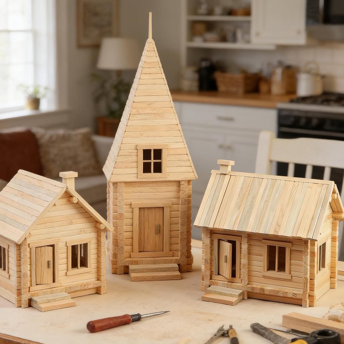 200 stuks vierkante houten stokjes voor knutselen, DIY-projecten en creatieve reparaties, 5 x 5 x 300 mm — cadeau in Hobby - foto 6
