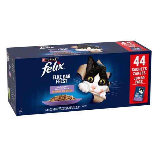 Felix Kattenvoer Nat Elke Dag Feest Gelei Mix Selectie Multipack - 44x85 gr