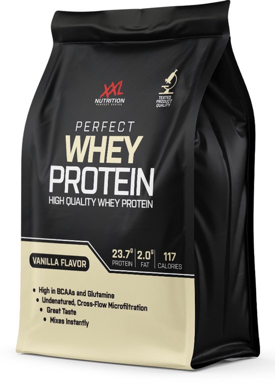 XXL Nutrition - Perfect Whey Protein - Tot 79% Eiwit - Eiwitpoeder, Proteine Poeder, Eiwitshake, Proteine Shake - Diverse Smaken - Vanille - 2000 gram (50 shakes)