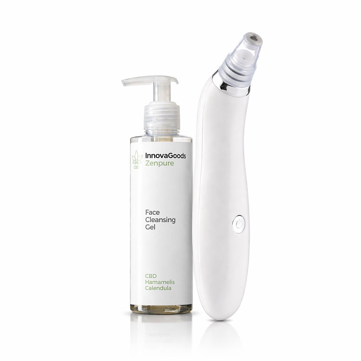 Pack Elektrische Gezichtsreiniger voor Mee-eters en CBD Gezichtsreiniger Gel Zenpure 200 ml InnovaGoods