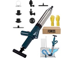 FerKos Ontstopper - WC ontstopper - Gootsteenontstopper - Toilet ontstopper - WC ontstopper met hoge druk - Inclusief Handschoenen - Inclusief Ophangring - Inclusief verschillende opzetstukken - Onstopper afvoer