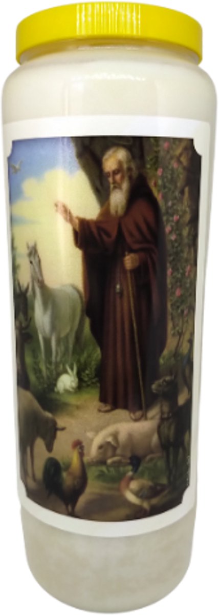 noveenkaars Jozef staand - 9 dagen brander - set van 5 stuks wit