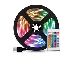 RGB LED Strip 2 Meter USB met Afstandsbediening - Zelfklevende LED Strip voor TV, Slaapkamer, Gaming en PC - Multicolor Licht