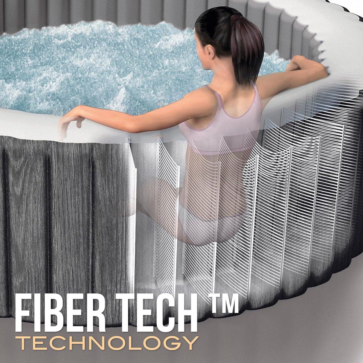 Opblaasbare whirlpool jacuzzi Greywood Deluxe 6-persoons 216x216x71 cm 1098L 170 massagejets 2200W app bediening waterontharder LED verlichting - HomebyNicole