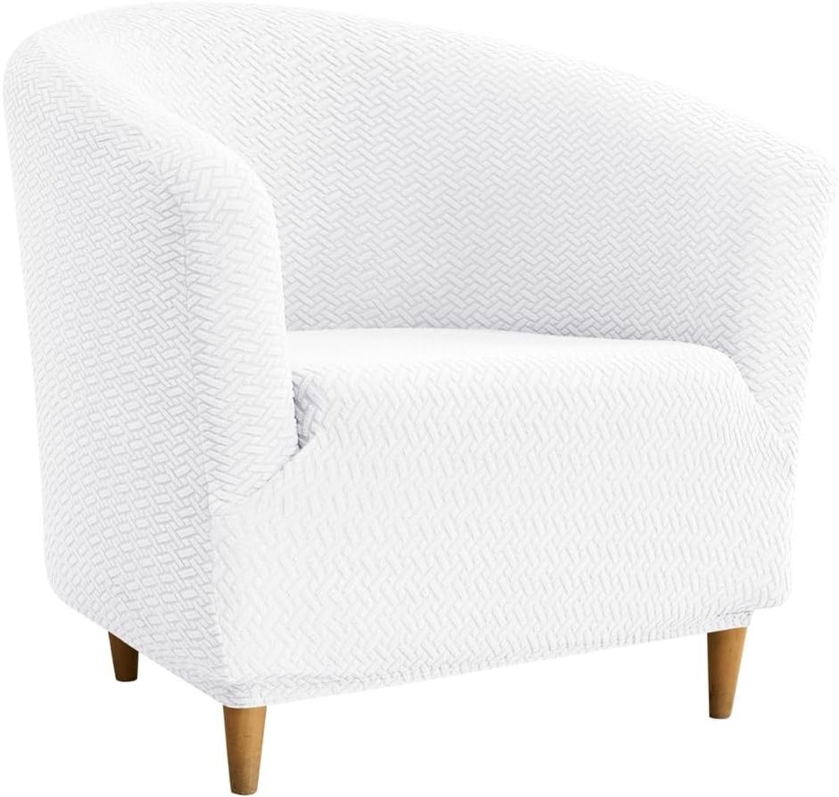 Elegante Jacquard Polyester Stoelhoes voor Tub Stoelen - Rekbare, Zachte en Wasbare Armstoel Hoes in Wit, Perfect voor Clubstoelen en Meubels