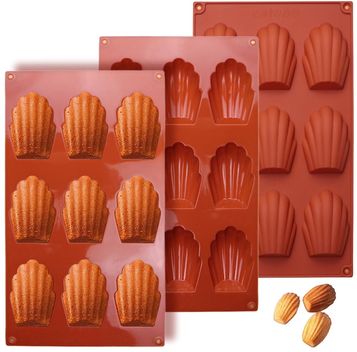 aladdien - Madeleines Bakvorm - Siliconen Mini Vormen - Antiaanbaklaag - Rood - Cakevormen voor Snoep en Koekjes - Geschikt voor IJsblokjes en Cake
