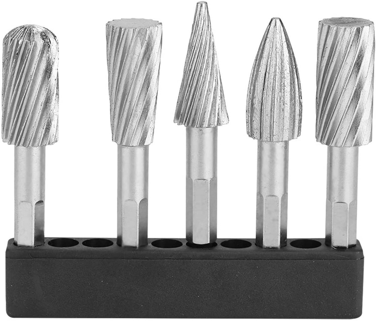 aladdien - 1/4" Zeskant Bramen Vijlen Set - Roterende Vijlen - Duurzaam en scherp - Voor Aluminium en Ijzer - Voor precisiewerk - 5 Stuks