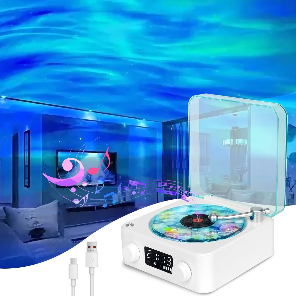aladdien - Sterrenhemel projector - Galaxy projector - Bluetooth-luidspreker - Nachtlampje voor volwassenen - Slaapkamer - Perfect voor feestjes en ...