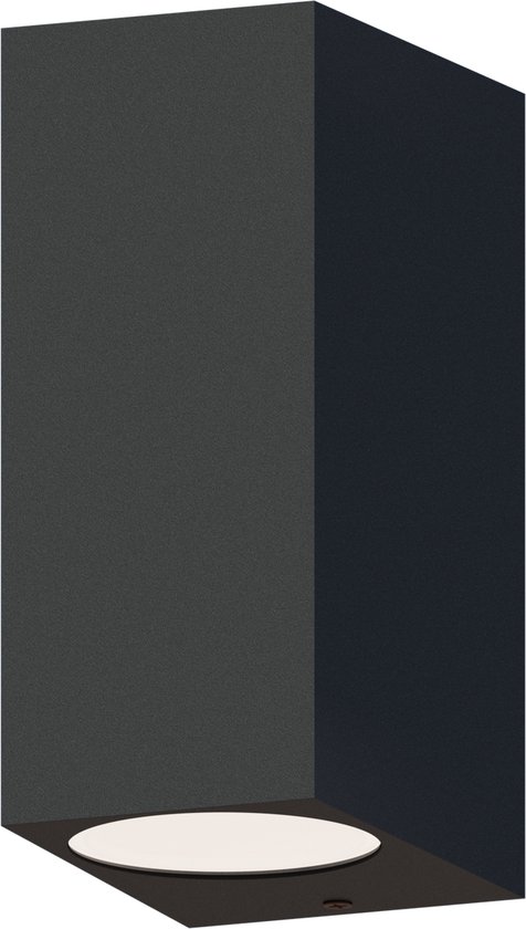Calex Applique murale Up & Downlight Bergamo - 2x GU10 - IP54 Résistant à l'eau et à la poussière - Convient pour l'intérieur et l'extérieur - Installation facile - Rectangulaire - Noir