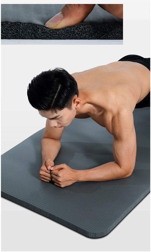 Yogamat NBR - Fitnessmat Trainingsmat - Thuis Sporten - 15mm Extra Dik - 185x80cm - Zwart van Yogamat — afbeelding 5