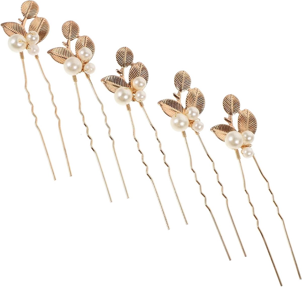 Haarspeld Set - Bruid Clips - Feestelijke Stijl - Luxe Blad Design - 5 Stuks - Goud