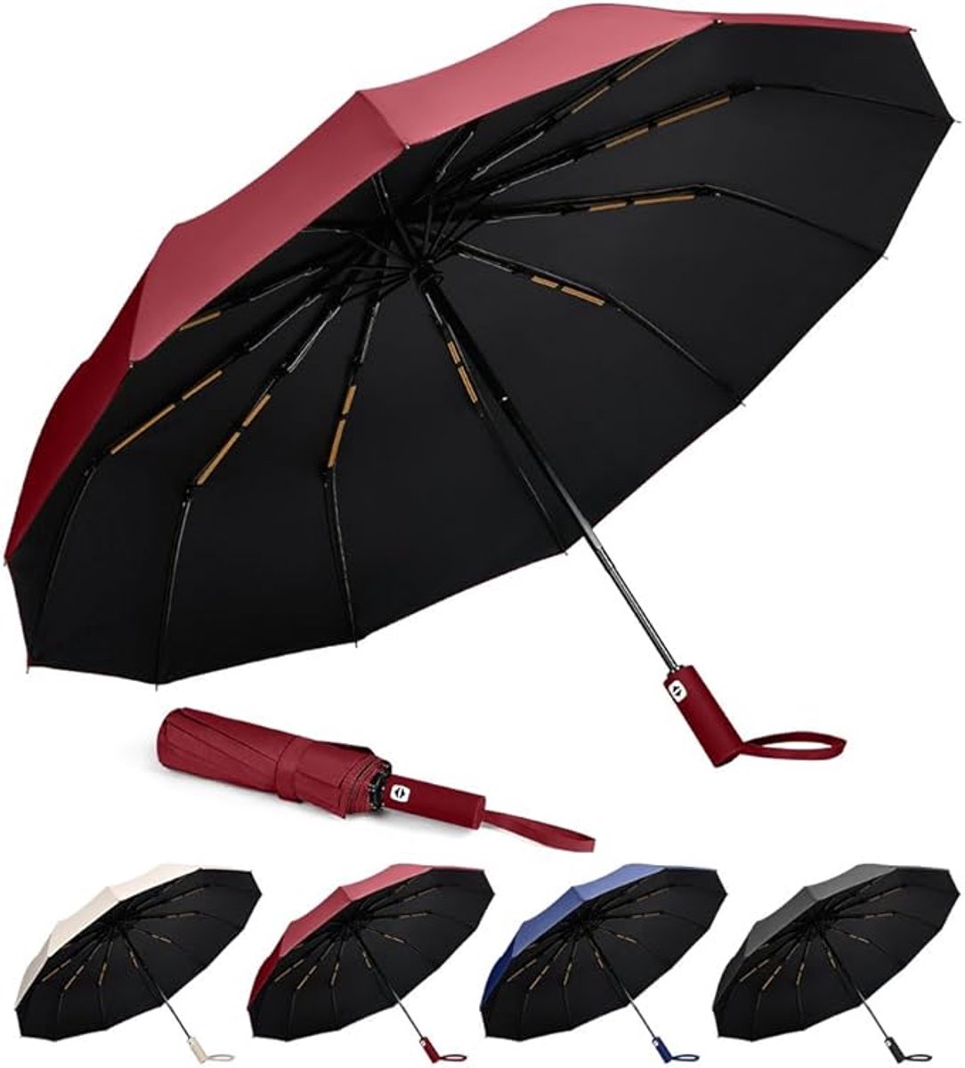 VHV - Paraplu - Paraplu opvouwbaar - Stormbestendige reisparaplu - Automatisch openen/sluiten - Klein en compact - Draagbare paraplu voor mannen en vrouwen - Beige