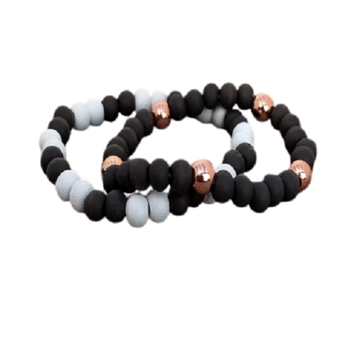 Aanpasbare armband-beads grey rosé