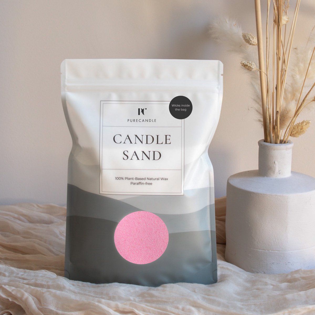 Kaarsenzand met Lonten – Roze – 450g (740ml) – 30 Lonten – Kaarsenset - Navulset voor Kaarsendecoratie Decoratiezand - origineel cadeau - Poederkaars - Kaarspoeder - Kaars parels