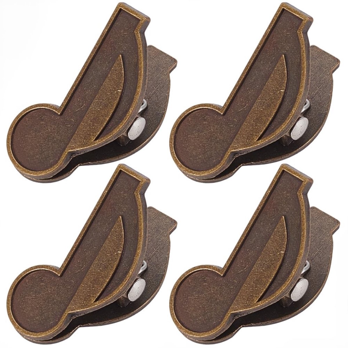 ONF3 - Muziek Noten Boekclips - Vintage Bronzen Pagina Houder - Notitieboek en Journaling - Handige Accessoires - Perfect voor Muzikanten - 4 Stuks