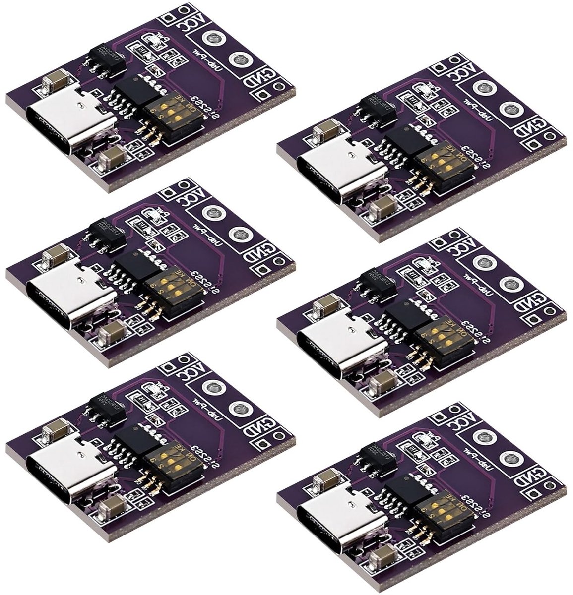 6-delige power supply trigger module voor snel opladen: USB-C, 5V, 9V, 12V, 15V, 20V, DC Spoof, Fast Charge Trigger en Polling Detector voor notebooks