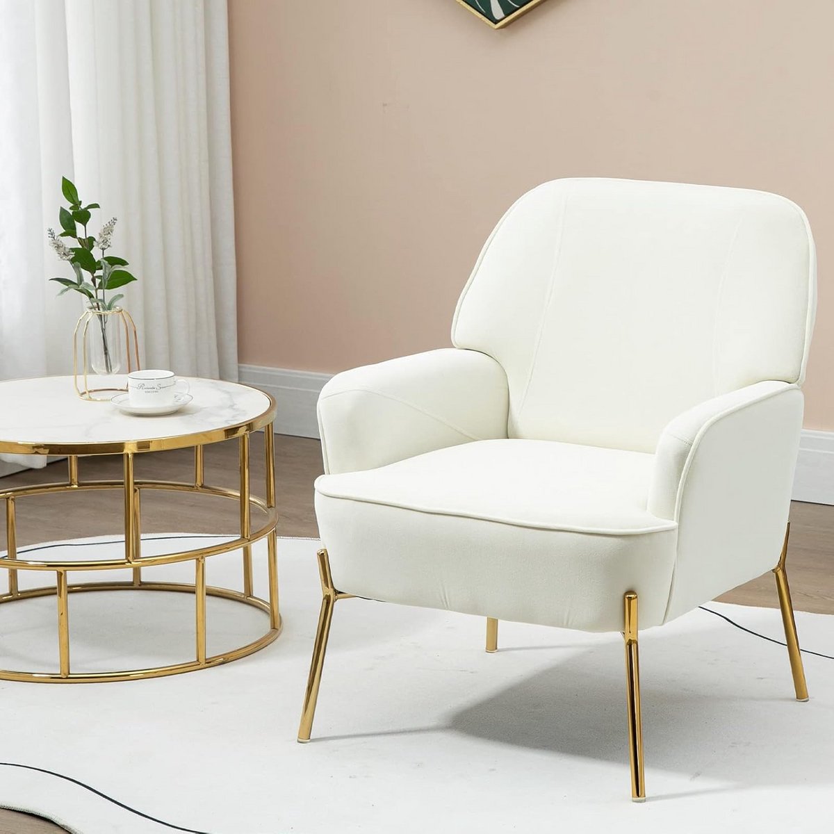 Comfortabele Fluimelen Loungestoel met Armleuningen voor Woonkamer en Slaapkamer